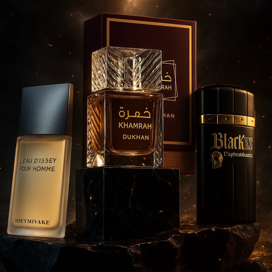 KHAMRAH DUKHAM, ISSEY MIYAKE POUR HOMME, BLACK XS APHRODISIAQUE